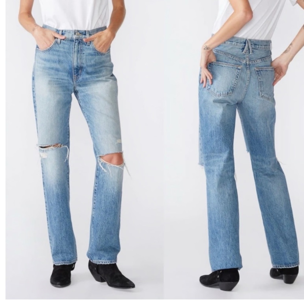 SLVRLAKE Distressed Acid Wash Straight Leg Jeans Size 25